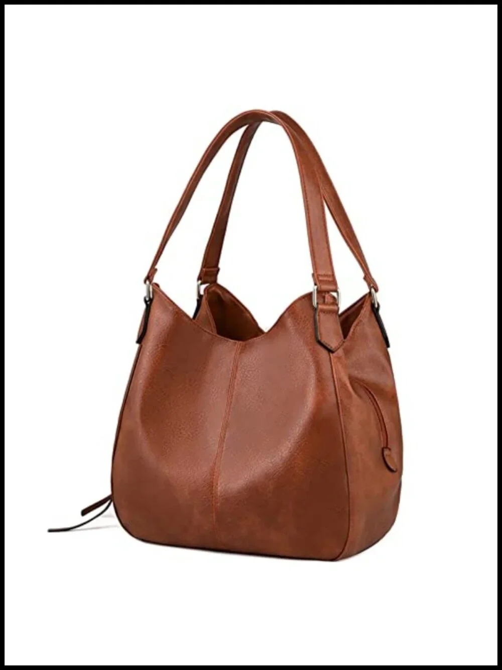 Vegan Leather Hobo Shoulder Bag Tote with Multiple Pockets